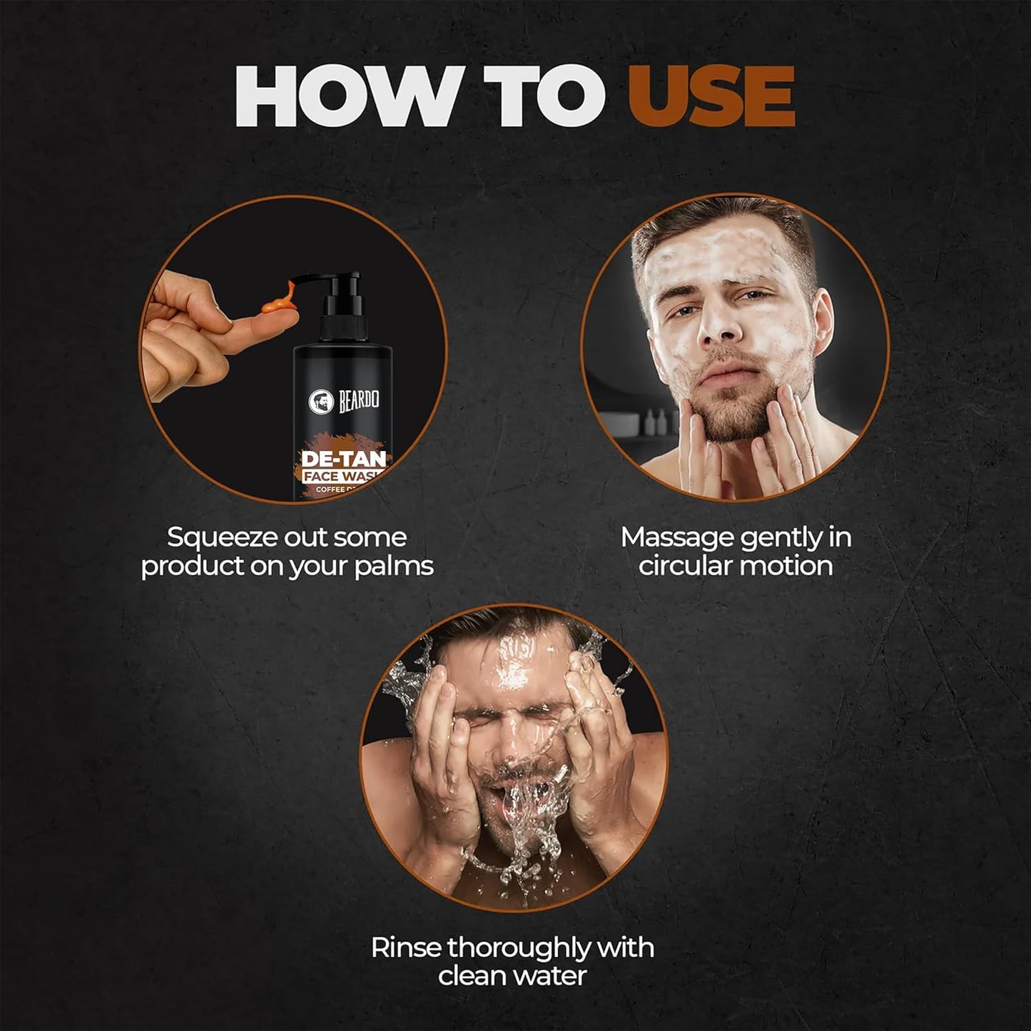 BEARDO DeTan Face Wash for Men, 100ml | Glycolic Acid,Niacinamide & Coffee | Helps to Reduce Tan,Reduce Dark Sports & Pigmentation | Exfoliates & Hydrates for Smooth & Oil Free Skin