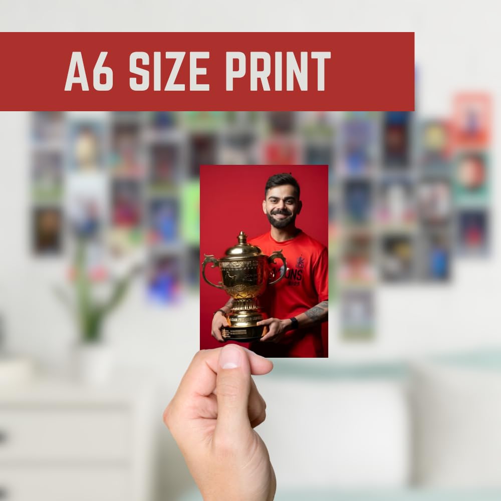 Virat Kohli Posters Wall Collage Kit– 45 Mini Posters (4x6 Inch) With Motivational Quotes | For Room Wall Decoration, Living Room Bedroom Boys Gift Fan| Unframed Wall Decor Covers 30x36 Inch Area
