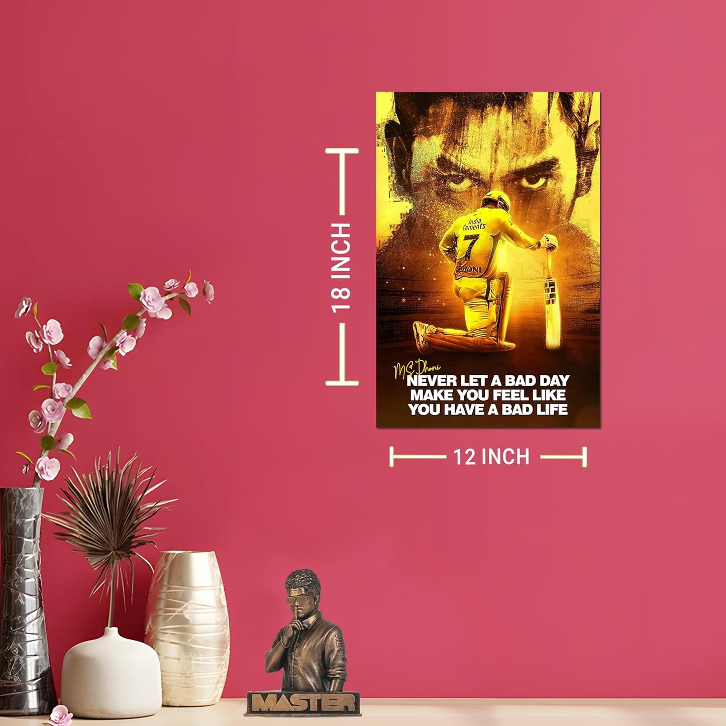 Dhoni Poster for Motivation | Ms Dhoni Quotes Sticker | Dhoni Posters for Wall | Dhoni 7 Sticker | CSK Wall Poster | Dhoni Stickers | Thala Dhoni Posters for Bedroom, Living Room Decoration