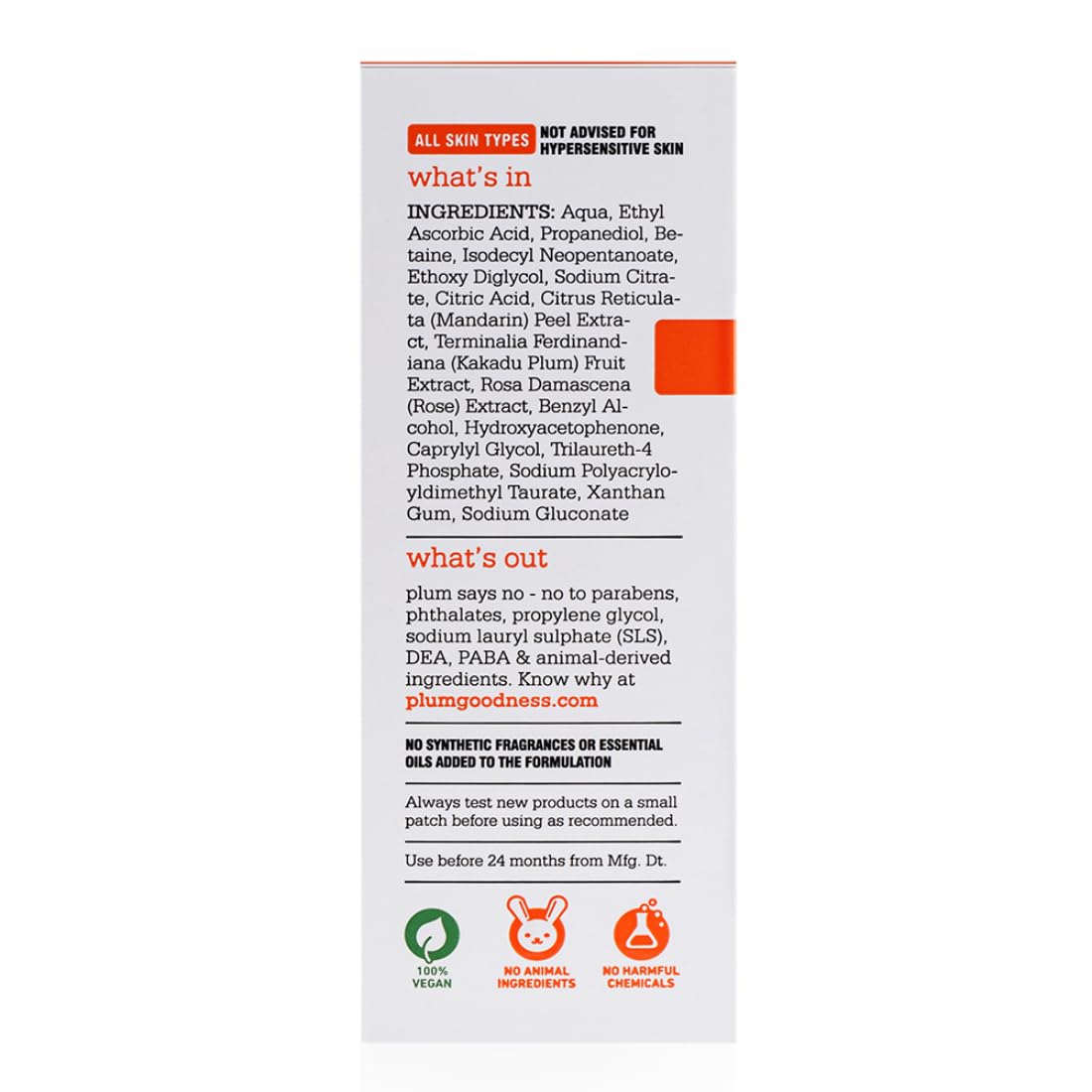 Plum 15% Vitamin C Serum for Glowing Skin | for Oily, Dry & Combination Skin |with Mandarin | Non-Irritating, Hydrating & Soothing | Men & Women 30ml