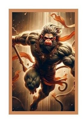 Aesthetic Lord Hanuman Poster, Bajrangbali Wallpaper Sticker for Strength and Devotion, HD Quality Print on 300 GSM A4 Size 8 * 12 Inch, Glue-Dots Included, God Posters for Wall V1