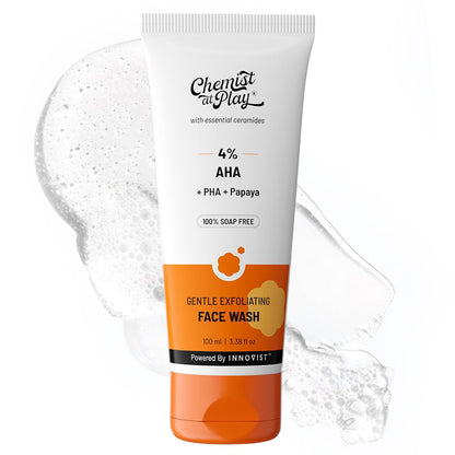 Chemist At Play Gentle Exfoliating Face Wash for Daily Use | Tan Removal & Instant Glow | Oily, Dry & Combination Skin | For Men & Women | 100 ml