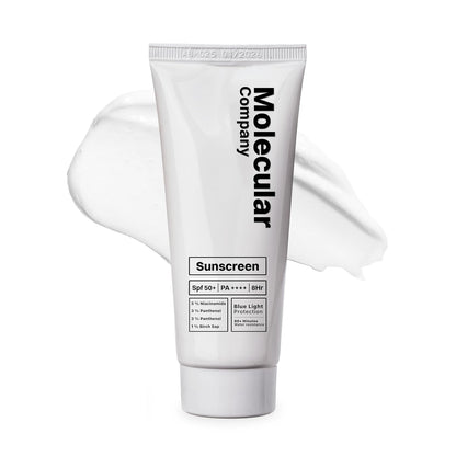 Molecular Company SPF 50+ Pa++++ | 5% Niacinamide | 3% Panthenol ( 2x More Hydrating than Hyaluronic Acid ) | 3% Lecorice 1% Birch Sap l Moisturising Gel Sunscreen ,For Oily, Dry, Sensitive, Combination, Dull, Acne Prone Skin| 50 G