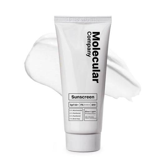 Molecular Company SPF 50+ Pa++++ | 5% Niacinamide | 3% Panthenol ( 2x More Hydrating than Hyaluronic Acid ) | 3% Lecorice 1% Birch Sap l Moisturising Gel Sunscreen ,For Oily, Dry, Sensitive, Combination, Dull, Acne Prone Skin| 50 G