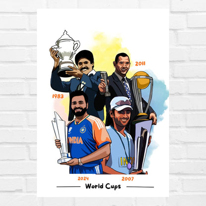 MS Dhoni Rohit Sharma KApil Dev Worldcup Winner Cricket Player, 12 x 18 Inch Unframed Poster For wall decoration home bedroom living room Paintings Hostel Boys Ideal For Cricket Fans