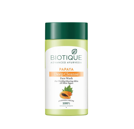 Biotique Papaya Deep Cleanse Face Wash | Gentle Exfoliation | Visibly Glowing Skin | 100% Botanical Extracts| Suitable for All Skin Types | 20ml