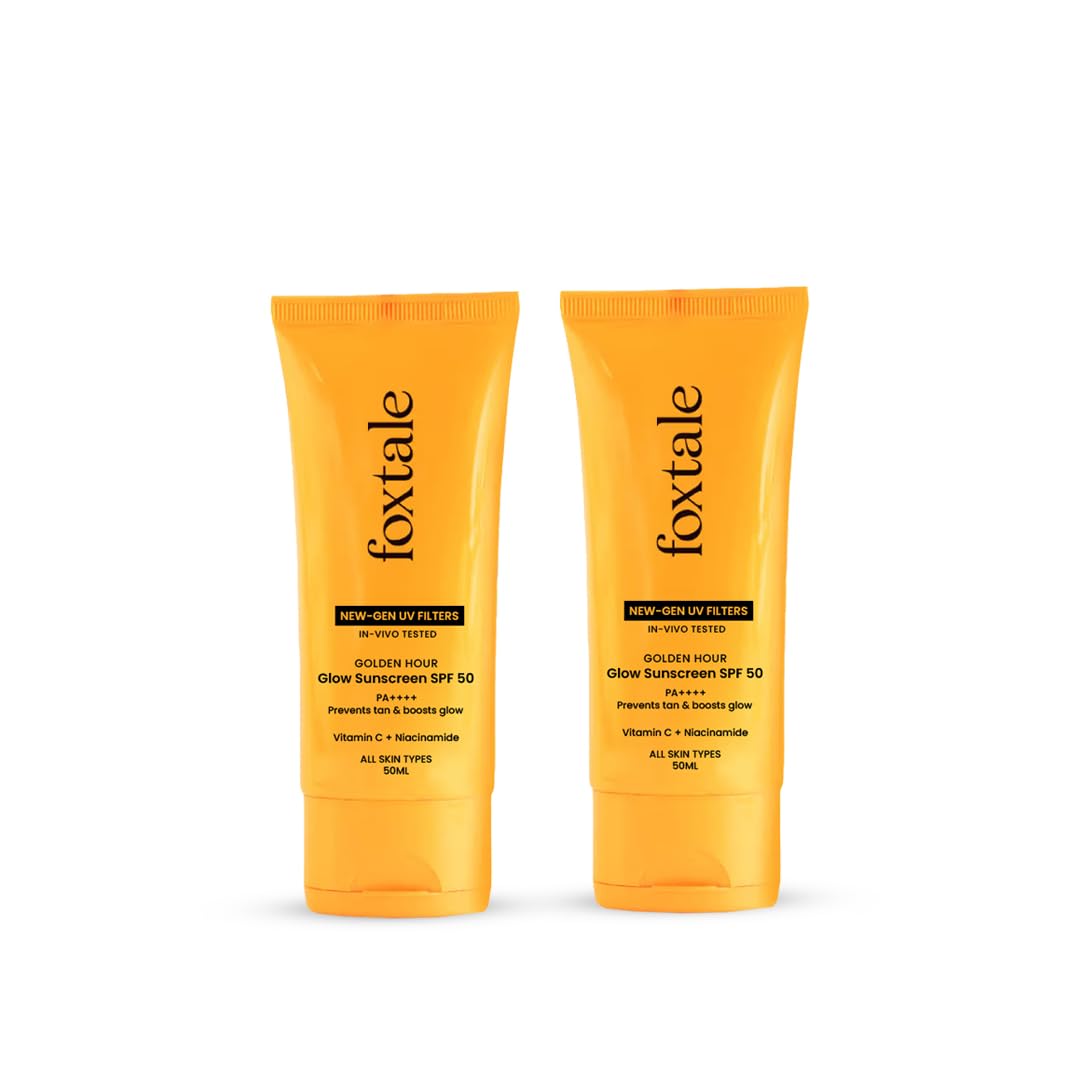 Foxtale Glow Sunscreen SPF 50 PA++++ with Vitamin C & Niacinamide | Pack of 2 | 100 Ml