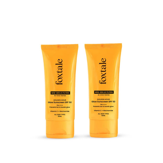 Foxtale Glow Sunscreen SPF 50 PA++++ with Vitamin C & Niacinamide | Pack of 2 | 100 Ml