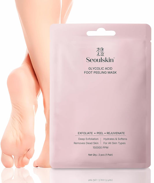 SeoulSkin Glycolic Acid Foot Peeling Mask (1 Pair), Korean Peeling & Exfoliating | Removes Dead Skin, Cruelty-Free, Foot Peel Off Mask