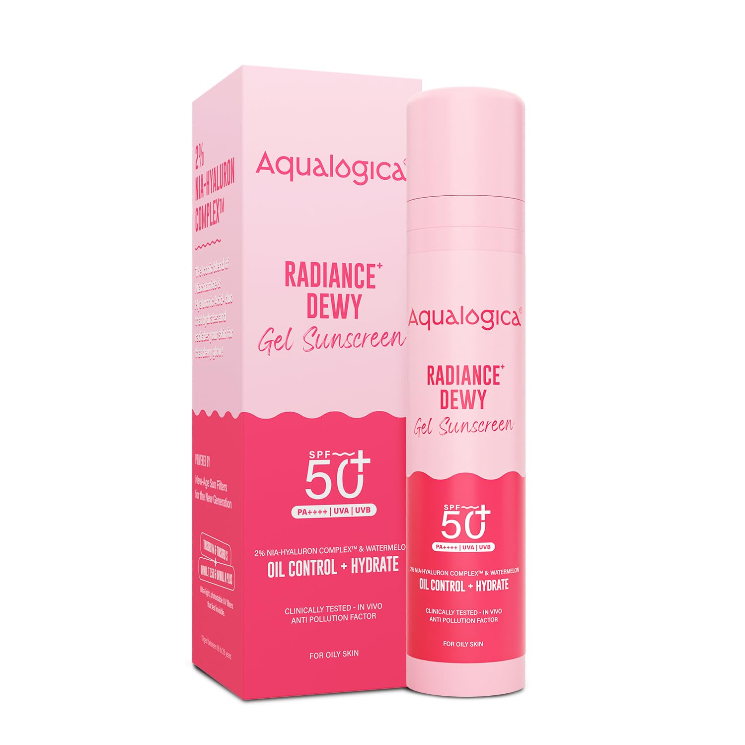 Aqualogica Radiance+ Dewy Gel Sunscreen - 50g | SPF 50+ PA++++ | For Men & Women