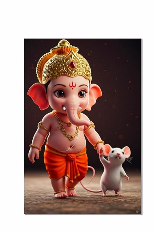 Hindu God Poster for Pooja Room and Home Temple 300 GSM Paper A3 Size, Self Adhesive Laminated Ganesha Wall Decor Poster