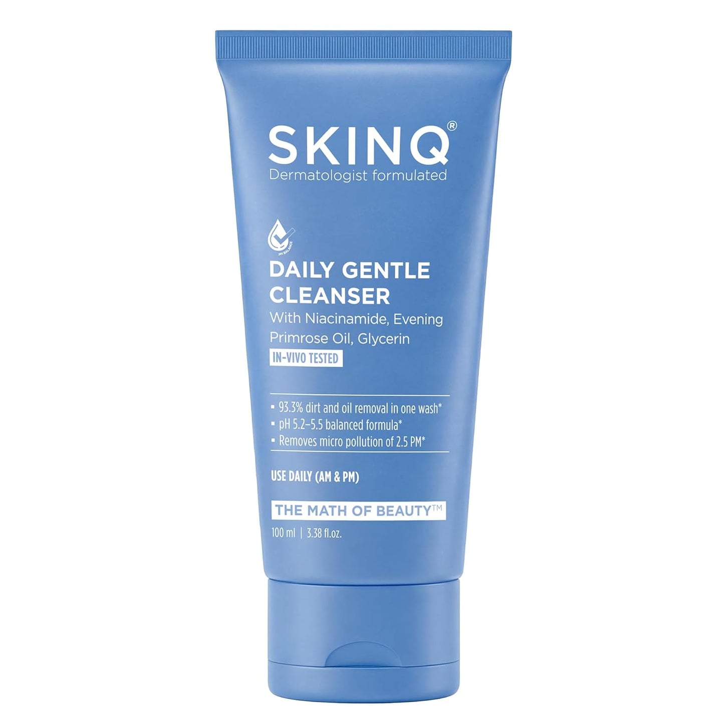 SkinQ Daily Gentle Cleanser for All Skin Types with Niacinamide & Glycerine 100ml | Hydrating Facewash for Men & Women to enhance Skin Texture, Exfoliation & Deep Cleansing | Helps remove Excess Oil