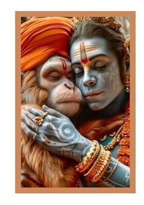 Aesthetic Lord Hanuman Poster, Bajrangbali Wallpaper Sticker for Strength and Devotion, HD Quality Print on 300 GSM A4 Size 8 * 12 Inch, Glue-Dots Included, God Posters for Wall V5