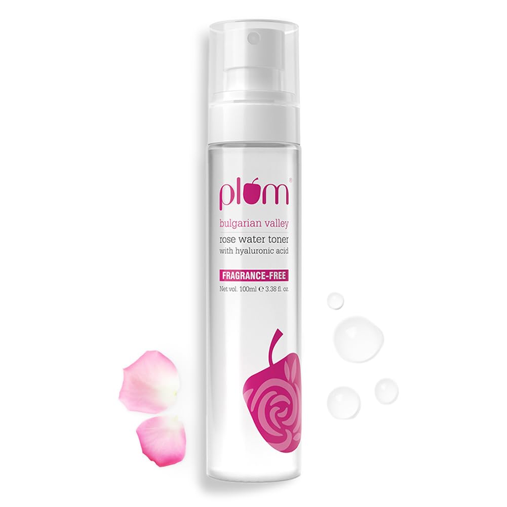 Plum Bulgarian Valley Rose Water Face Toner | for Oily Acne Prone Dry Combination Skin | with Hyaluronic Acid | Women & Men | 100ml