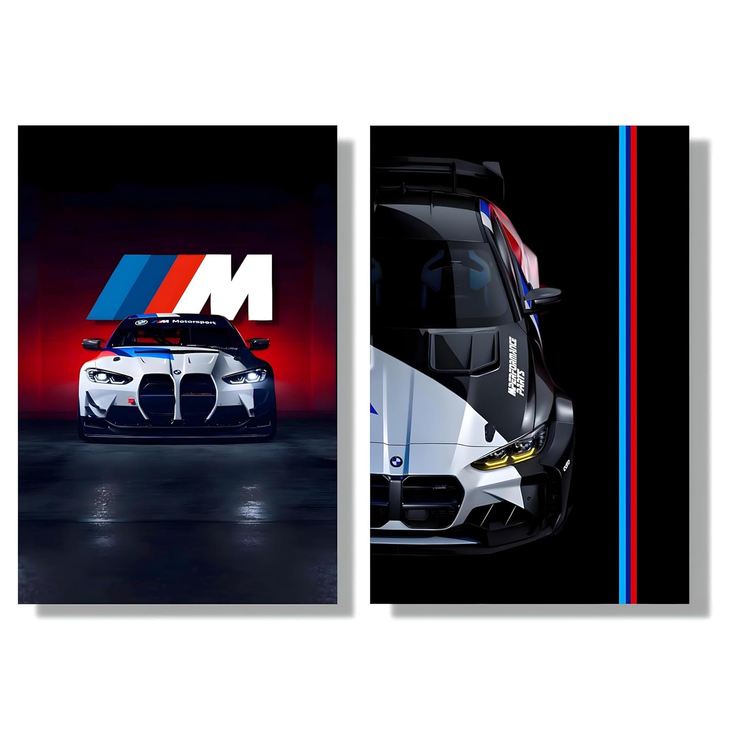 BMW M Motorsport Poster Set | Bold 12x18 Inch Racing Wall Art Prints for Car Lovers | Premium Sports Car Decor for Garage, Office, Boys Room & Auto Enthusiasts