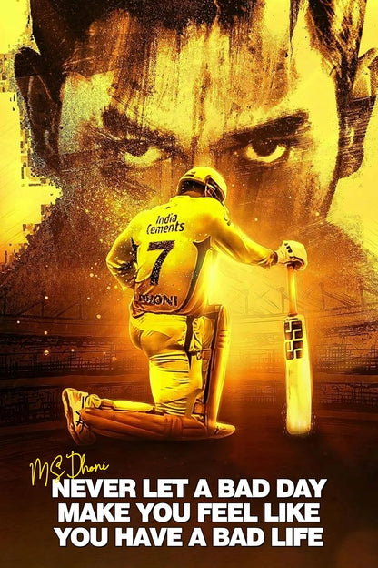 Dhoni Poster for Motivation | Ms Dhoni Quotes Sticker | Dhoni Posters for Wall | Dhoni 7 Sticker | CSK Wall Poster | Dhoni Stickers | Thala Dhoni Posters for Bedroom, Living Room Decoration