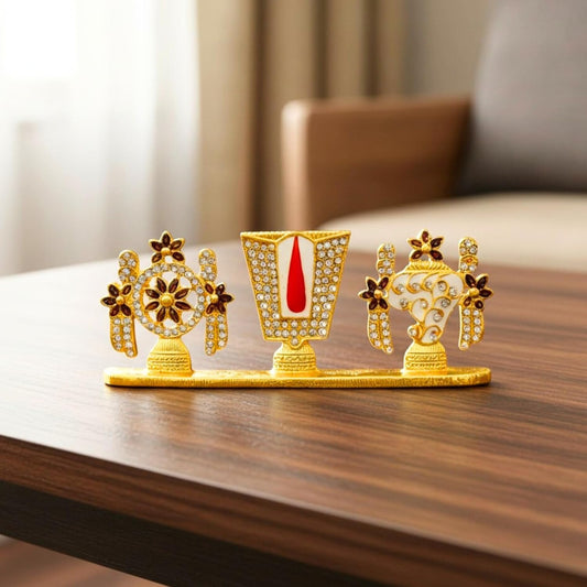 Balaji Tirupati Lord Venkateswara shanku Chakra Namah Stone Car Dashboard Idol with Hand Made Crystal Stones Hindu God Srinivasa.(Blessings on The Go) (Thirupathi Balaji Stone 11)