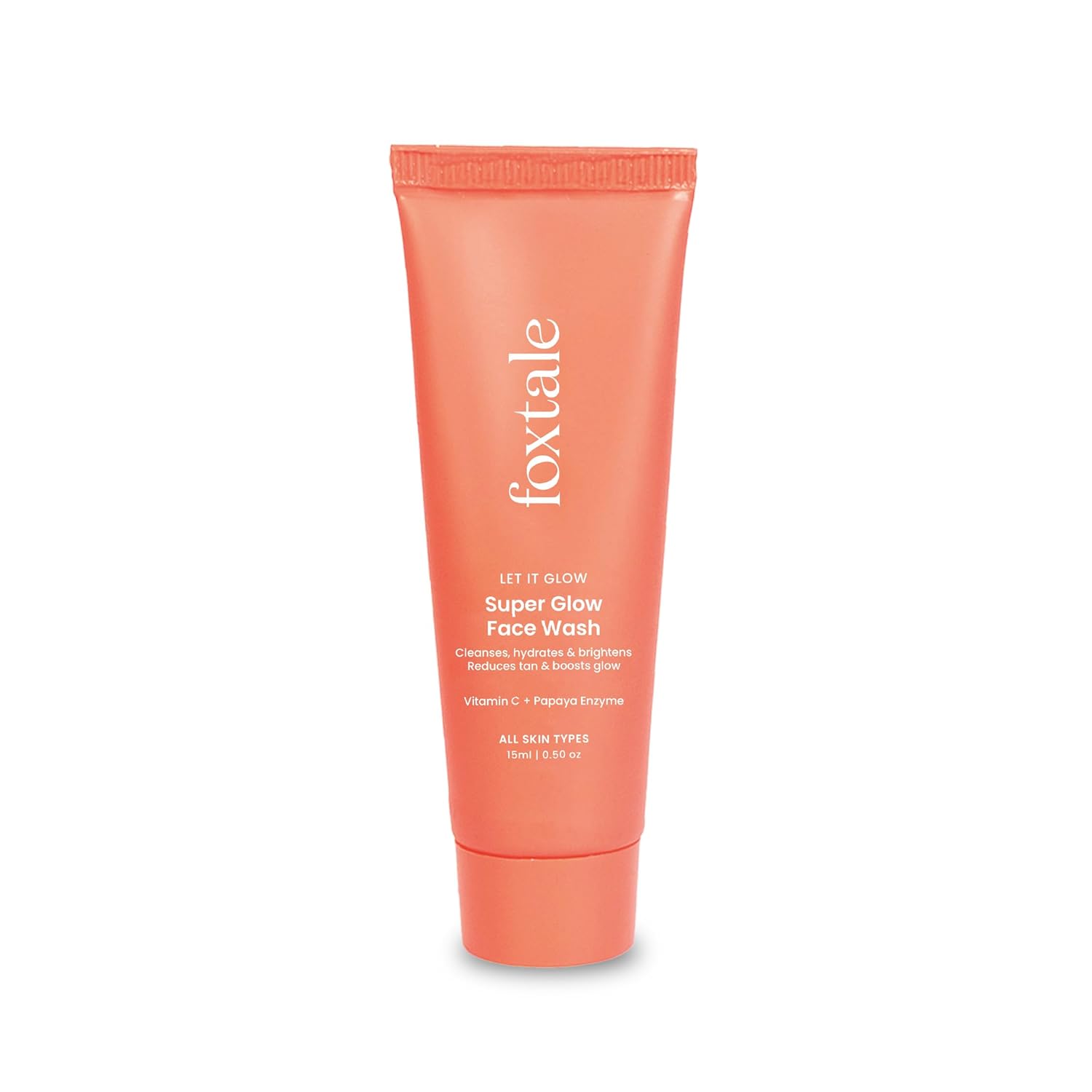 Foxtale Super Glow Detan Face Wash with Vitamin C & Papaya enzyme, Tan Removal, Brightens | Face Wash for Men & Women | All Skin Types - 15ml