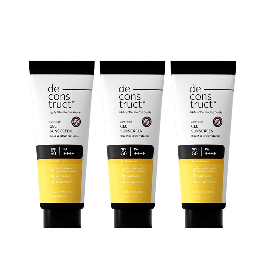 Deconstruct Gel Sunscreen for Oily skin SPF 50 PA++++ | For Men & Women - 50gm (Pack of 3)