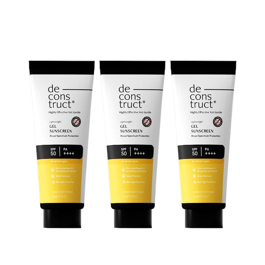 Deconstruct Gel Sunscreen for Oily skin SPF 50 PA++++ | For Men & Women - 50gm (Pack of 3)