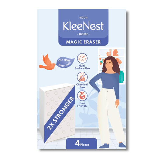 Kleenest Magic Eraser Cleaning Sponge | Pack of 4 | Chemical-Free, Multi-Purpose Wipe for Effortless Cleaning of Kitchen, Bathroom, Walls, Shoes & More – Tough on Stains, Gentle on Surfaces