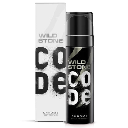 WILD STONE CODE Chrome Long Lasting No Gas Body Perfume For Men, 150Ml - Chrome, Spray
