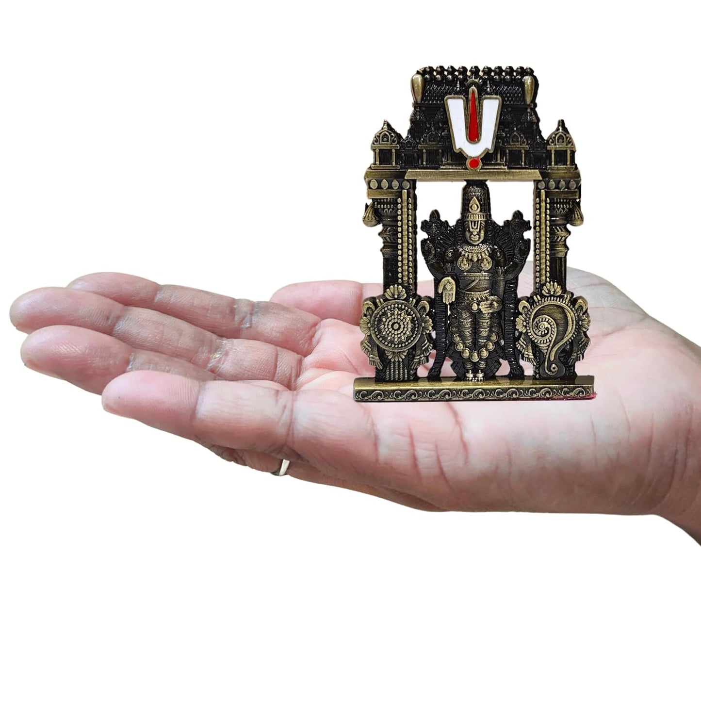 anciently Tirupati Balaji Idol for Car Dashboard | Venkateswara Idol for Car Dashboard Design 3, Metal, 1 Piece (Brass Colour)
