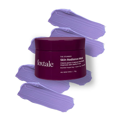 Foxtale De-Tan Face Mask for Glowing Skin | Clay Mask with Lactic Acid for Tan Removal, Reduction in Blackheads, Instant Brightening | 75g