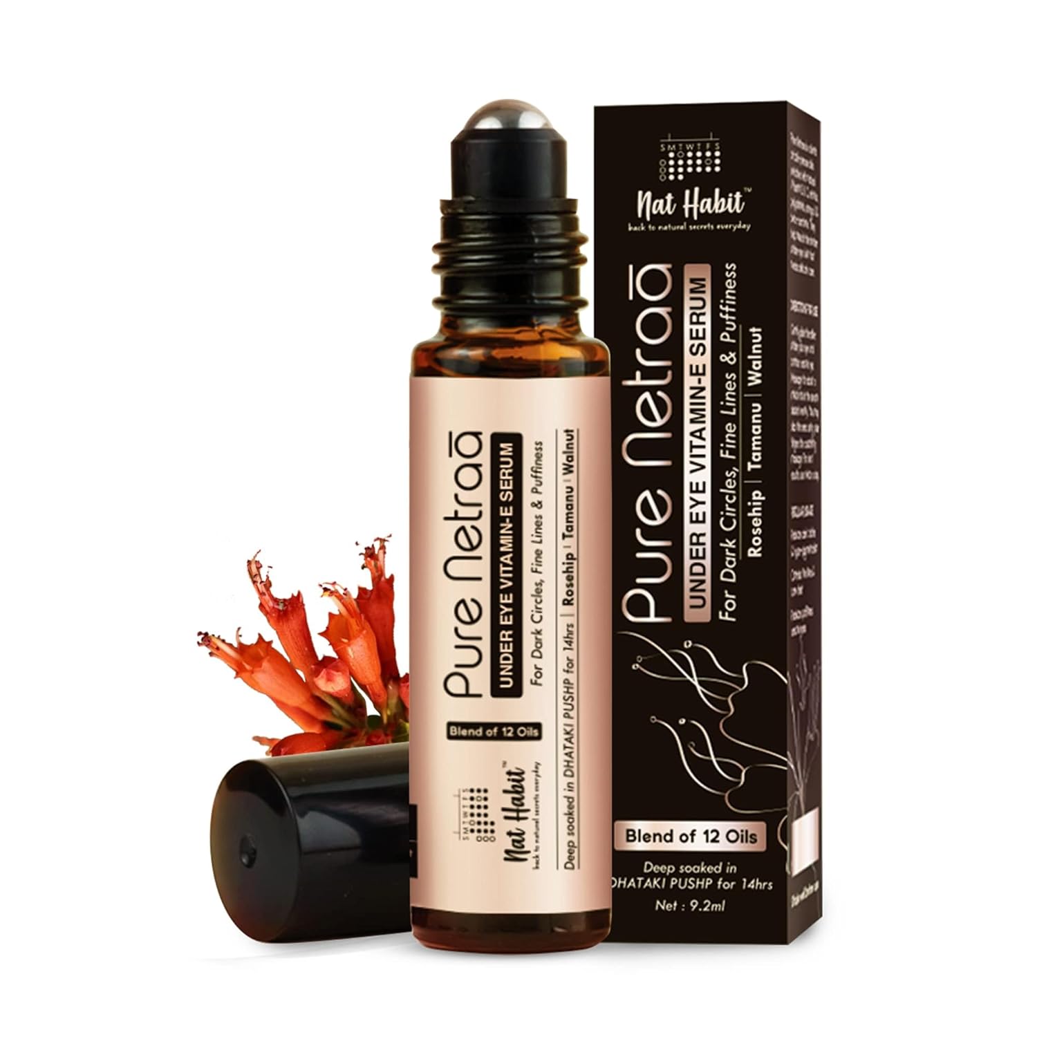 Nat Habit Under Eye Serum for Dark Circles, Puffiness & Wrinkles | Extreme Dark Circles Removal | 100% Non-Irritating & Soothing | Under Eye Serum for Women & Men | 9.2ml