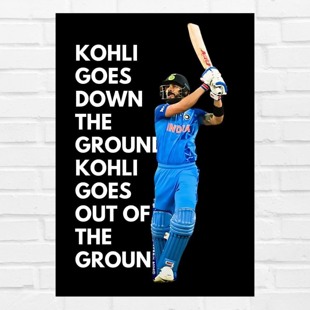 Cricketer Virat Kohli Poster Cricket Players Motivational Poster, Player King Kohli poster For wall decor, room decoration home bedroom living room Paintings Hostel Boys Ideal For Cricket Fans