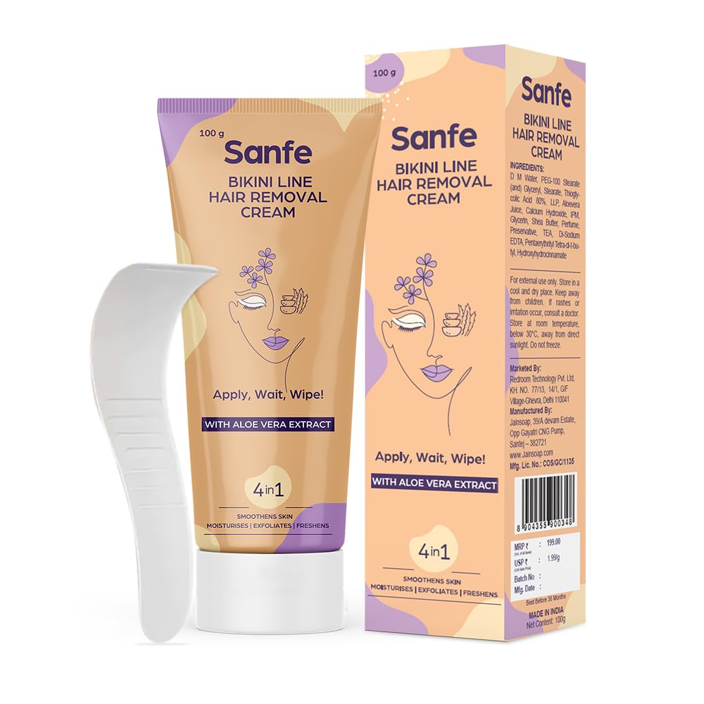 Sanfe Hair Removal Gel - 100ml with Aloe Vera & Coconut Extracts (Hair removal Cream 100 gm)