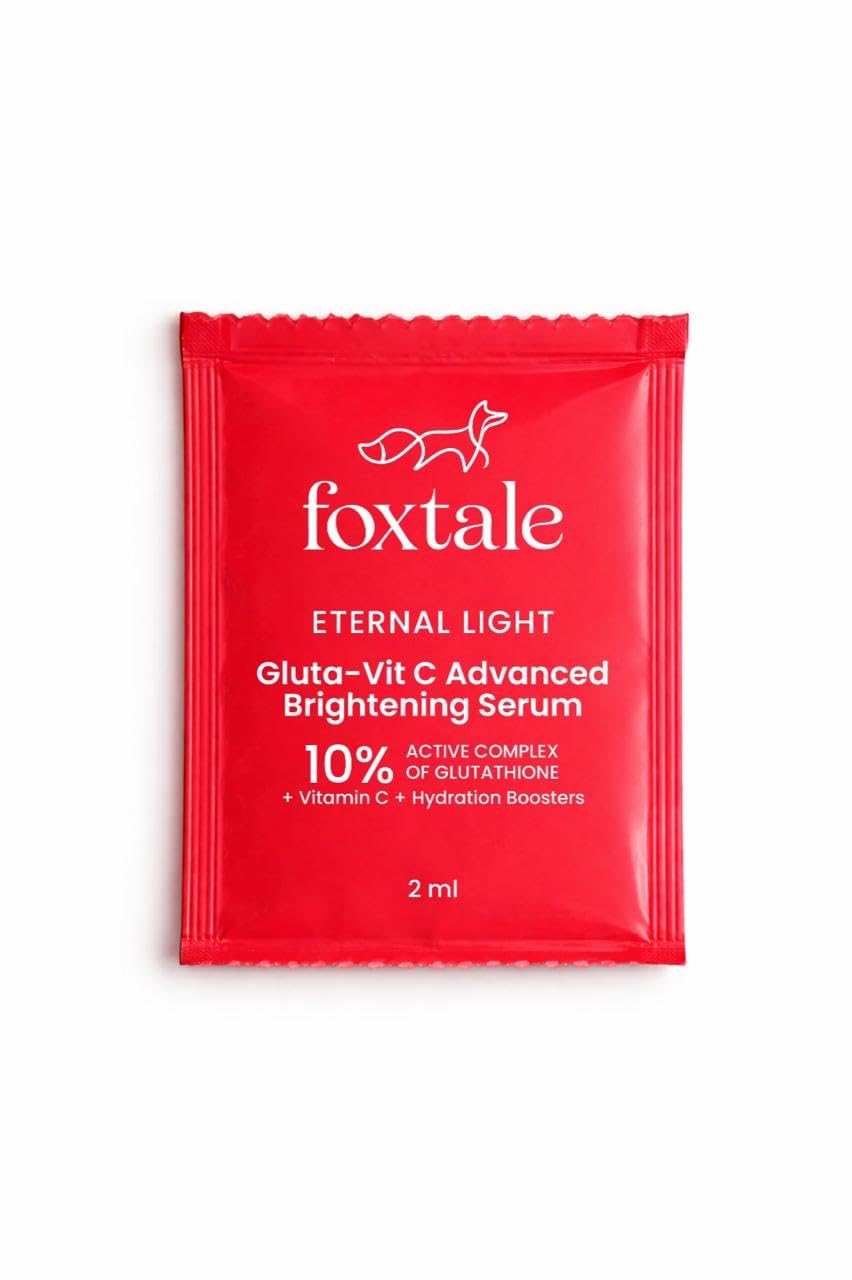 Foxtale 10% Vitamin C-Glutathione Brightening Face Serum for Glowing Skin & Sensitive Skin Friendly | All Skin Types | Women & Men | 2ml