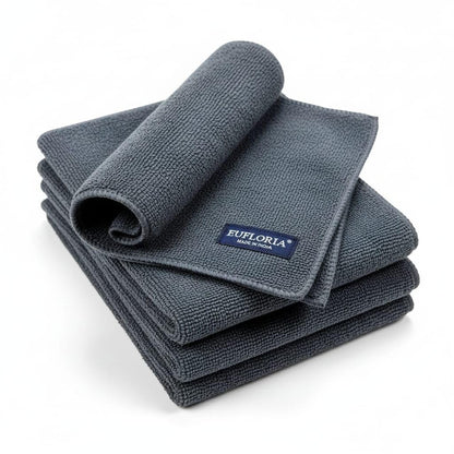 Microfiber Cloth 4 PCS - 40×40- CM 340 GSM Grey, Thick Lint & Streak-Free Multipurpose Cloths - Automotive Microfibre for Car Cleaning Polishing Washing & Detailing (Pack of 4)