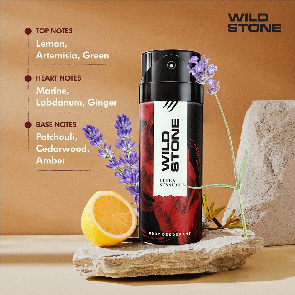 Wild Stone Ultra Sensual Long Lasting Masculine Deodorants, Body Spray for Men (225 ml)