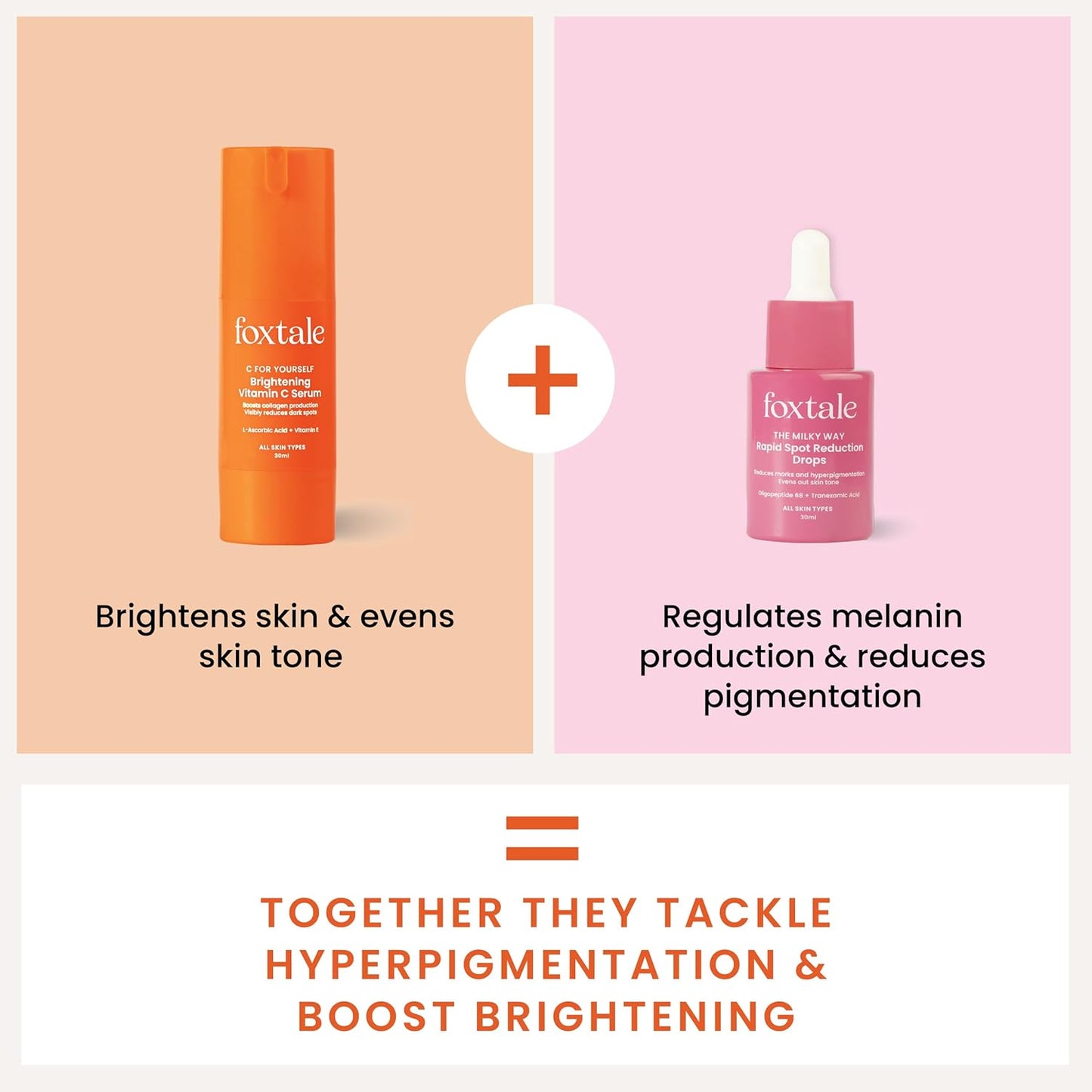 Foxtale Depigmentation Booster | Rapid Spot Reduction Drops 30 ml + Vitamin C Face Serum | 30 ml