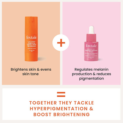 Foxtale Depigmentation Booster | Rapid Spot Reduction Drops 30 ml + Vitamin C Face Serum | 30 ml