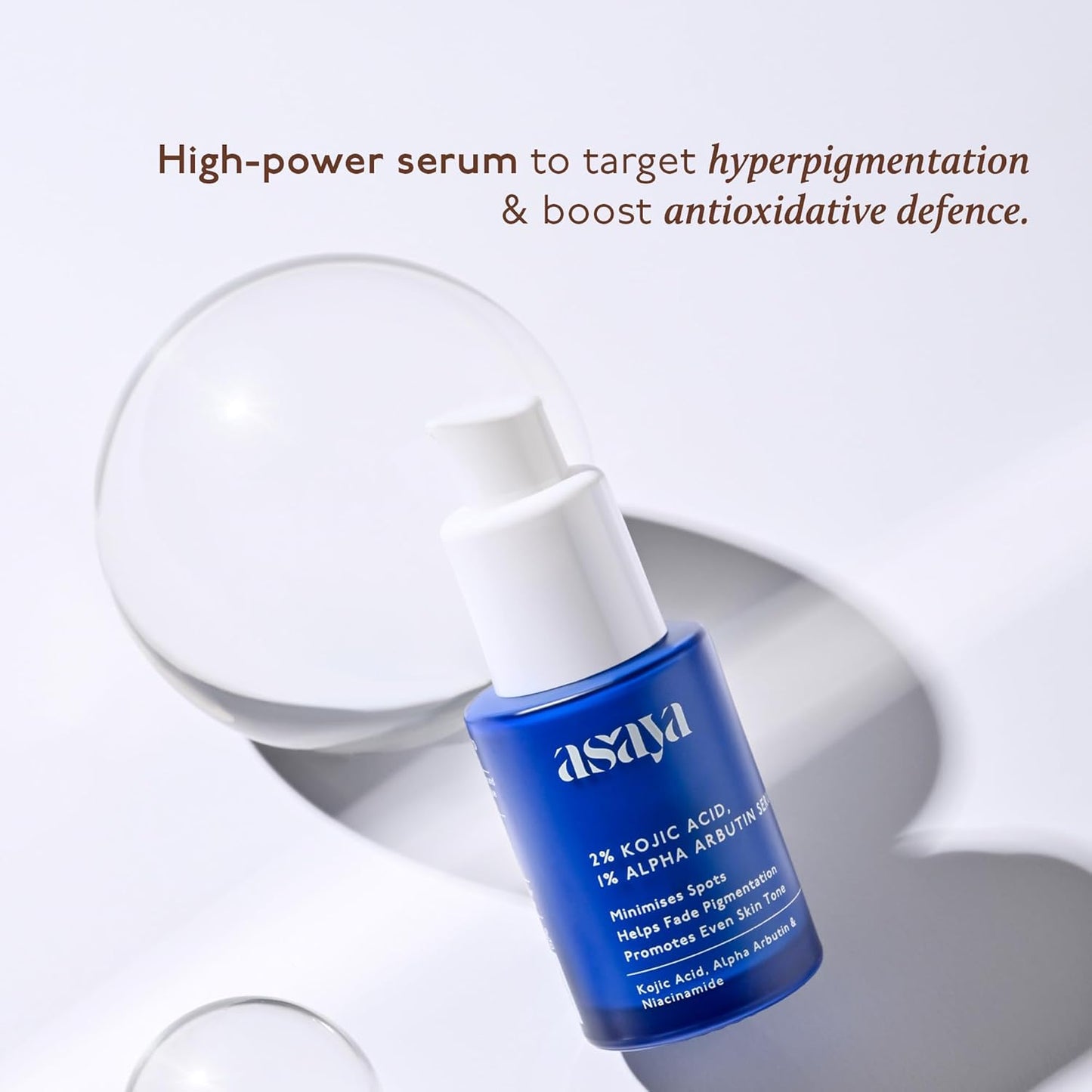 Asaya 2% Kojic Acid + 1% Alpha Arbutin Face Serum | Advanced Brightening & Pigmentation Correction | Lightweight Kojic Acid Serum for Even Tone & Radiant Skin | 30 ml