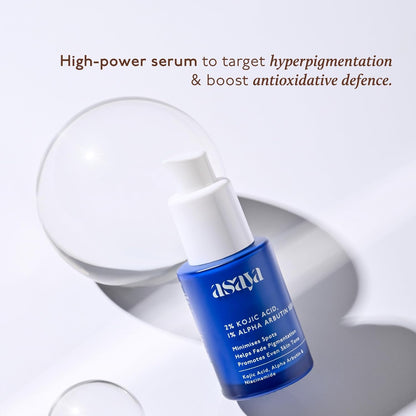 Asaya 2% Kojic Acid + 1% Alpha Arbutin Face Serum | Advanced Brightening & Pigmentation Correction | Lightweight Kojic Acid Serum for Even Tone & Radiant Skin | 30 ml
