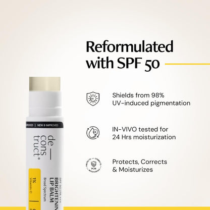 Deconstruct Brightening Lip Balm for Dark Lips | SPF 50 | Vitamin C & Resorcinol | Brightens Dark Lips & Evens Lip Tone | Vitamin E & Murumuru Butter | 4.2g