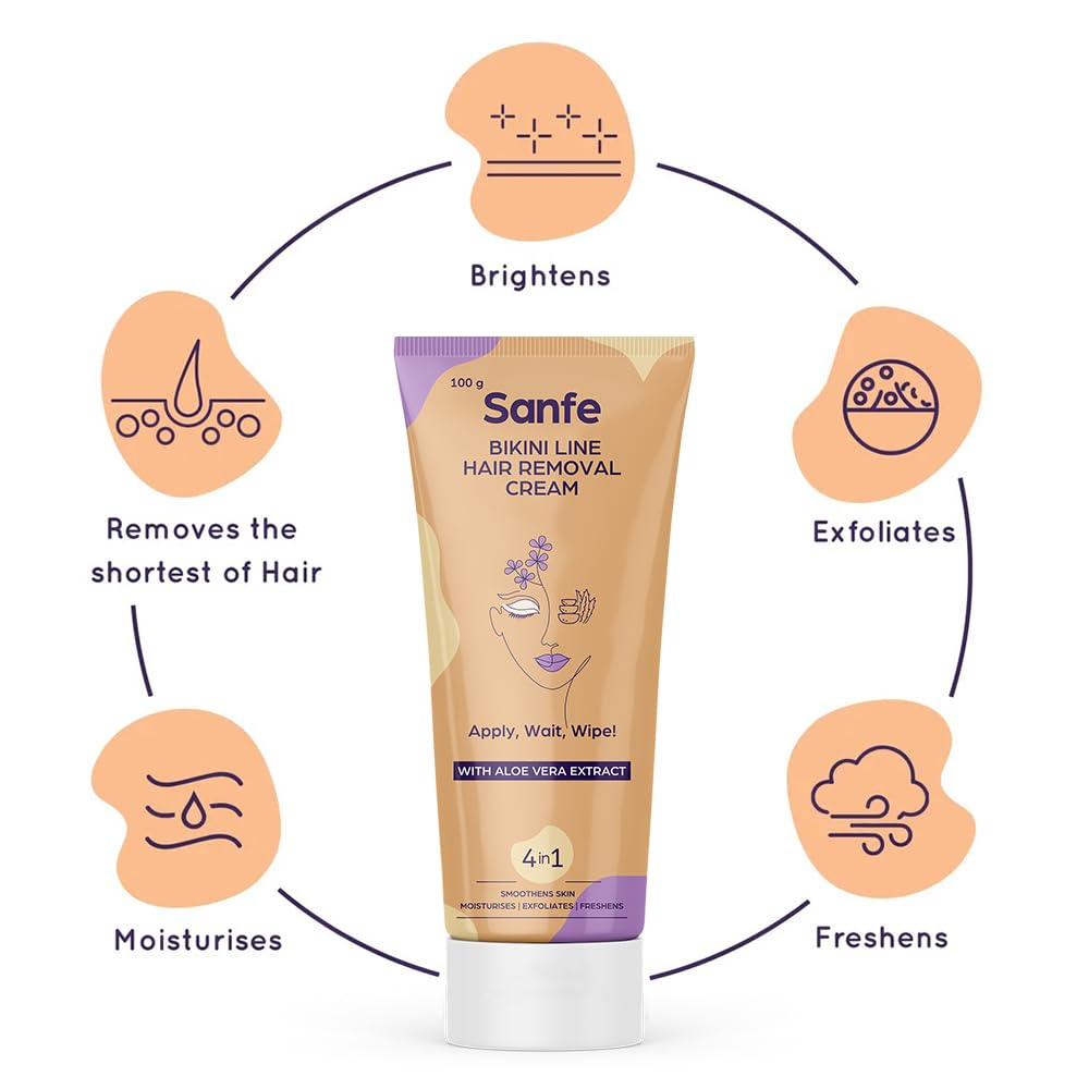 Sanfe Hair Removal Gel - 100ml with Aloe Vera & Coconut Extracts (Hair removal Cream 100 gm)