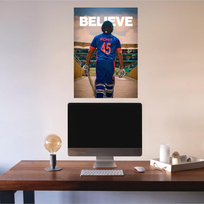 Cricketer Rohit Sharma Poster Cricket Players Motivational Poster, Players Photo posters For wall decor, room decoration home bedroom living room Paintings Hostel al For Cricket Fans