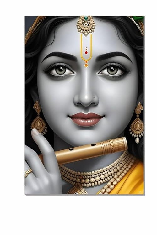Hindu God Poster for Pooja Room and Home Temple 300 GSM Paper A3 Size, Self Adhesive Laminated Krishna Wall Decor Poster