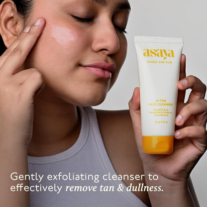 Asaya Detan Face Wash | Glycolic Acid, Berry Extract & Manjistha | Tan Removal Face Cleanser for Men & Women | Normal, Combination or Oily Skin | Gently Exfoliates & Evens Tone | Soap Free | 100 ml