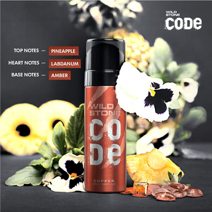 WILD STONE CODE Copper Long Lasting No Gas Body Perfume For Men (150Ml) - Spray