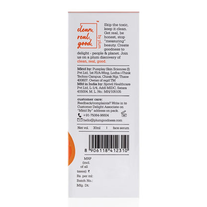 Plum 15% Vitamin C Serum for Glowing Skin | for Oily, Dry & Combination Skin |with Mandarin | Non-Irritating, Hydrating & Soothing | Men & Women 30ml