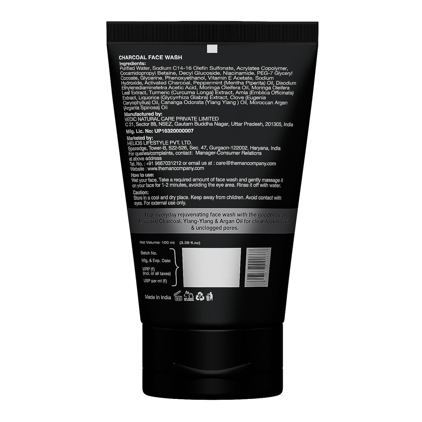 The Man Company Charcoal Face Wash for Men (100ml)