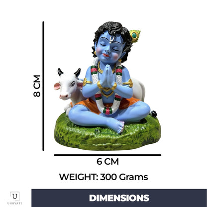 Krishna Idol for Car Dashboard | Lord Krishna Murti | Krishna Statue Idol for Car, Office Desk, Pooja, Temple, Decoration,Festivals (Blue Colour)