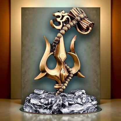Shiv Trishul with Damru Idol | Mahadev Trishul Showpiece with Om Symbol for Car Dashboard, Home Temple & Office Decor | Lord Shiva Statue Gift Item