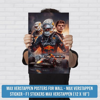 Max Verstappen Posters For Wall | Max Verstappen Sticker | F1 Stickers Max Verstappen | Max Verstappen Wall Poster For Living Room, Bedroom, Home Decoration | Formula 1 Car Sports Poster