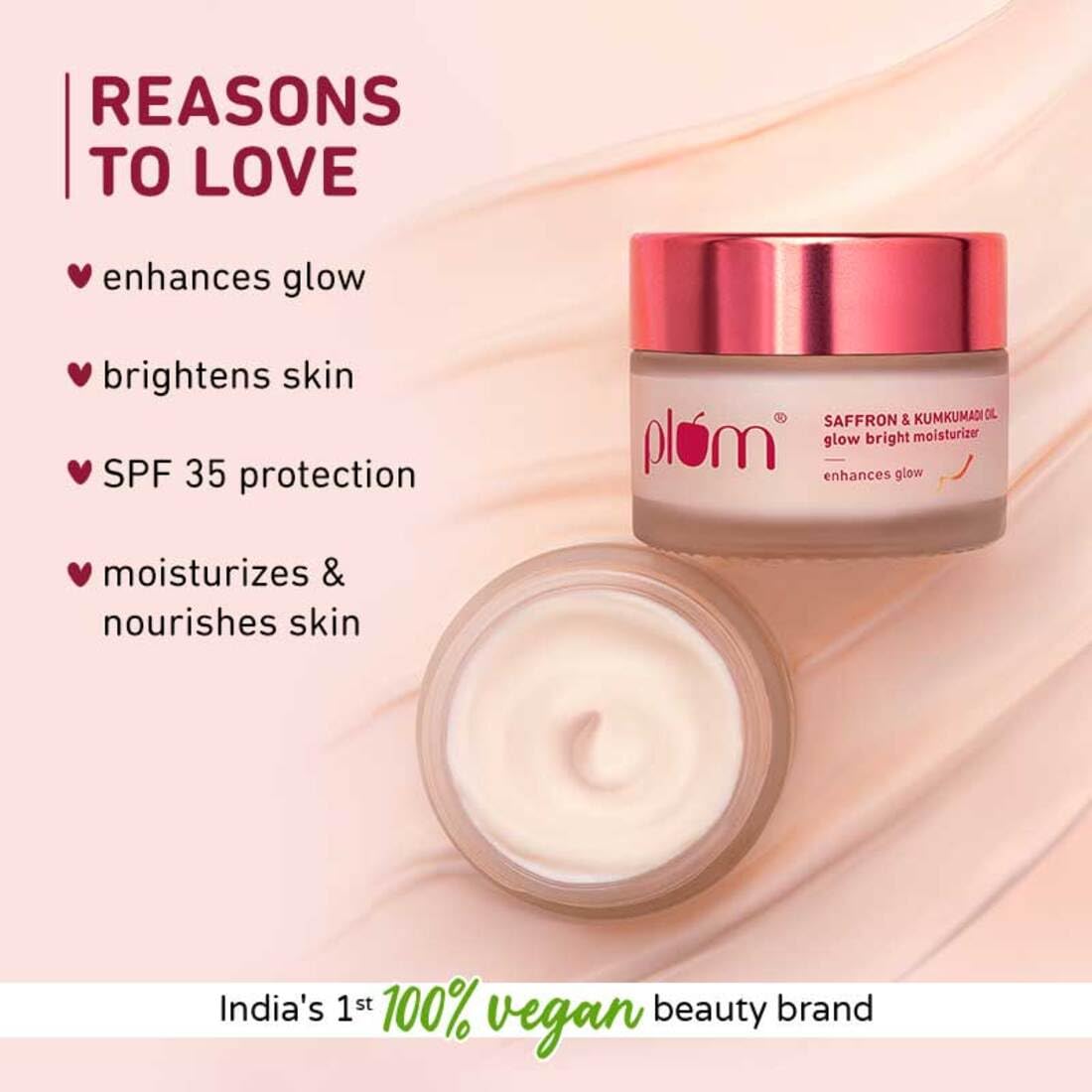 Plum Saffron & Kumkumadi Oil SPF 35 Daily Glow Bright Moisturizing Cream 50g | UVA/UVB Protection | All Skin Types | Women & Men